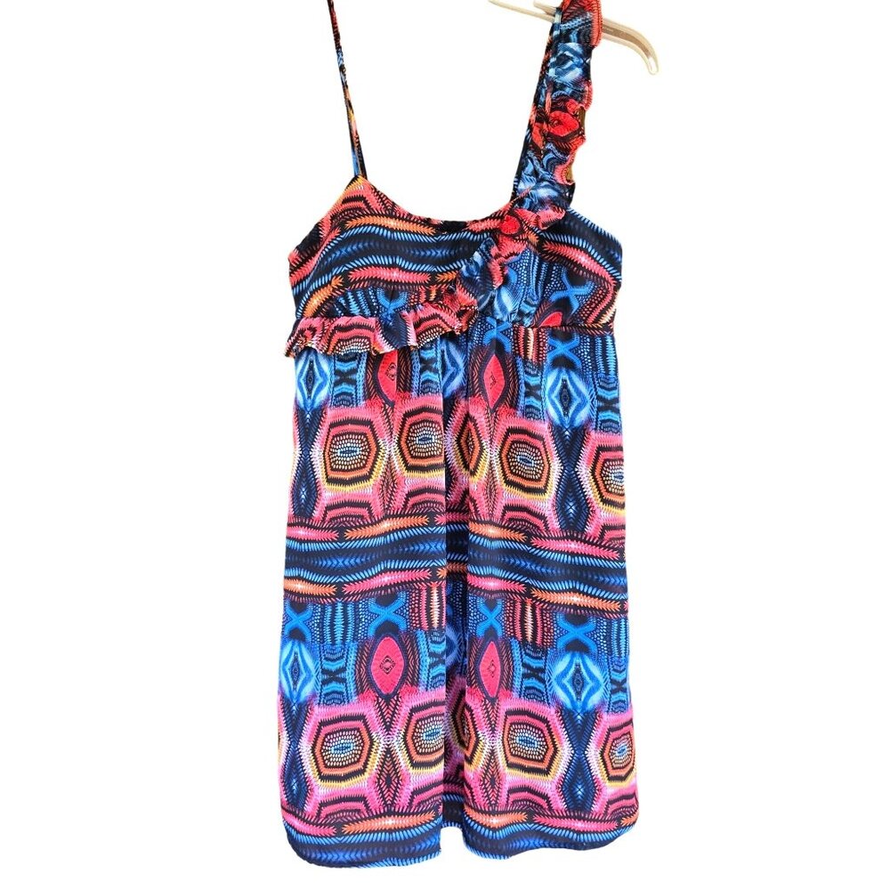 City Triangles boho womens S 7 sleeveless multicolored Geometric Pattern‎ Dress